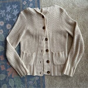 Rubbish Beige Button-Up Hooded Cardigan with Pockets